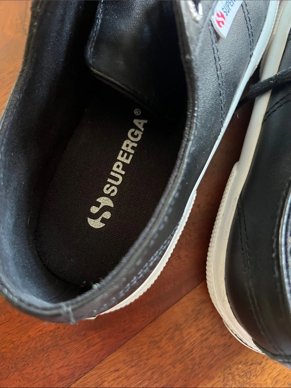 Superga black leather